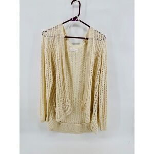 LC Lauren Conrad Cream Open Knit Cardigan Sweater, Women's Lightweight Cozy